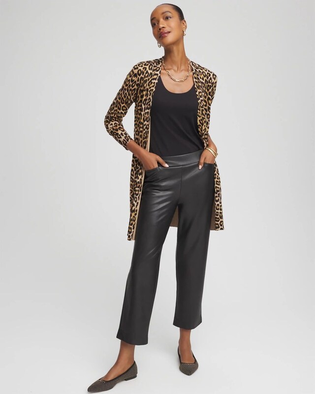 Faux Leather Brigitte Pull-On Cropped Pants - image 2